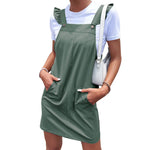 YESFASHION Suspender Skirt Summer Ruffled Solid Color Sleeveless Dress
