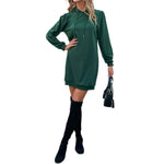 YESFASHION Women Mid-length Hoodie Pullover Sweaters Dress