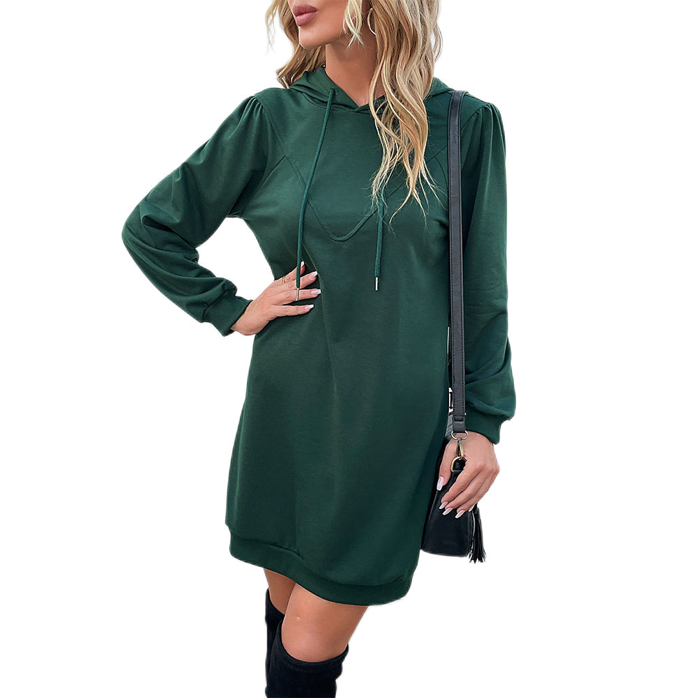 YESFASHION Women Mid-length Hoodie Pullover Sweaters Dress