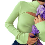 YESFASHION Long-sleeved Knitted Sweater Women One-piece Tops