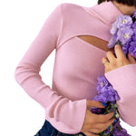 YESFASHION Long-sleeved Knitted Sweater Women One-piece Tops