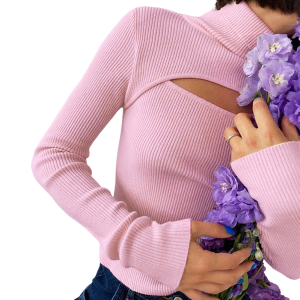 YESFASHION Long-sleeved Knitted Sweater Women One-piece Tops