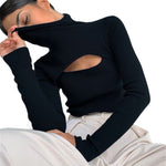 YESFASHION Long-sleeved Knitted Sweater Women One-piece Tops