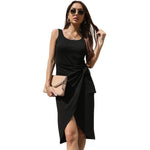 YESFASHION Suspenders Pleated T-shirt Dress