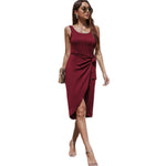 YESFASHION Suspenders Pleated T-shirt Dress