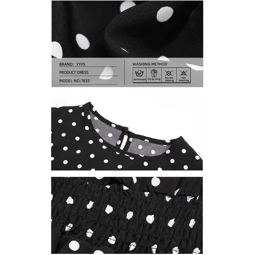 YESFASHION New Hot Style Mid-length Skirt Retro Polka-dot Dress