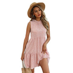 YESFASHION Cross-border Women Floral Sleeveless Pleated Cake Dress