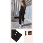 YESFASHION Women Solid Color Sleeveless Vest Jumpsuit