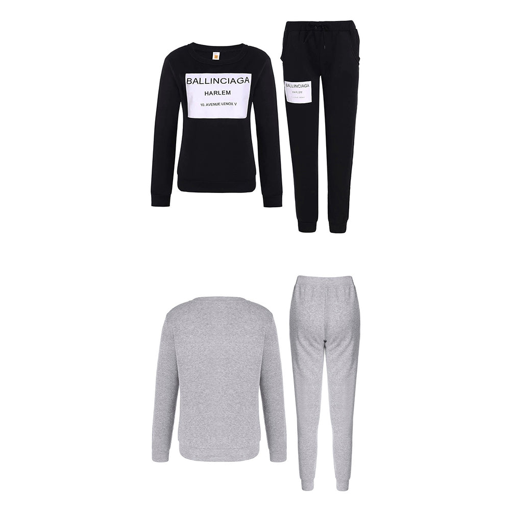 YESFASHION Letter Trousers Two-piece Women Fashion Casual Suit