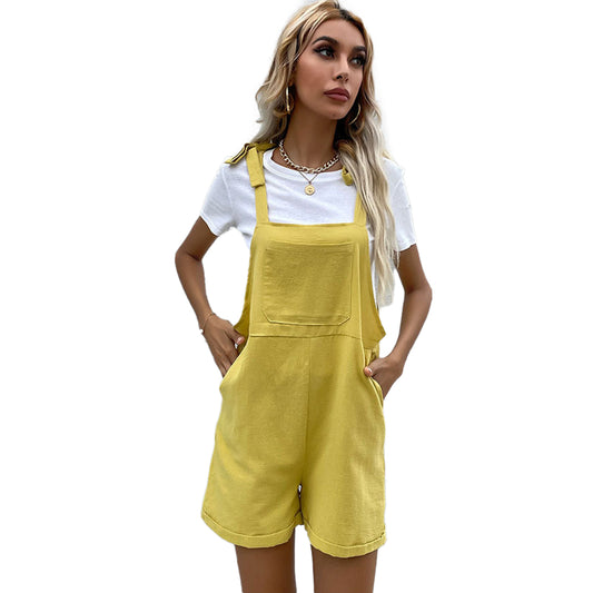 YESFASHION New Shorts Casual Strap Cotton Overalls
