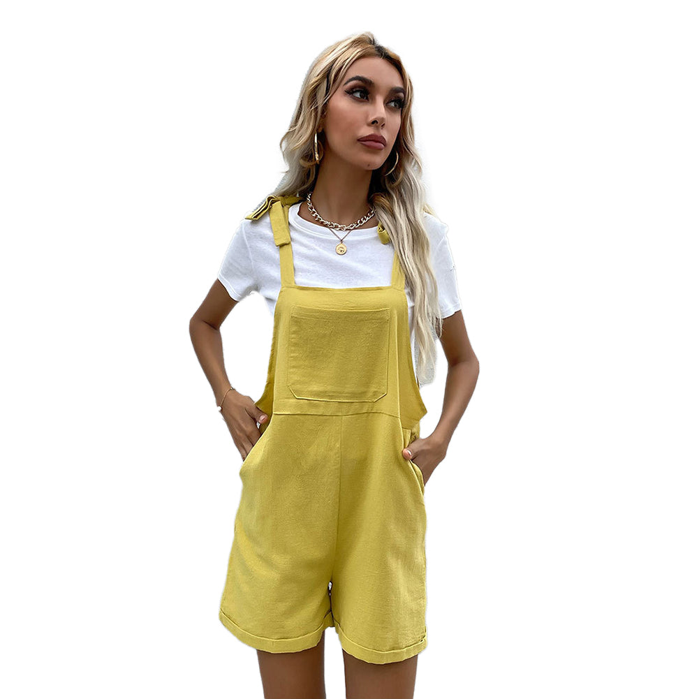 YESFASHION New Shorts Casual Strap Cotton Overalls