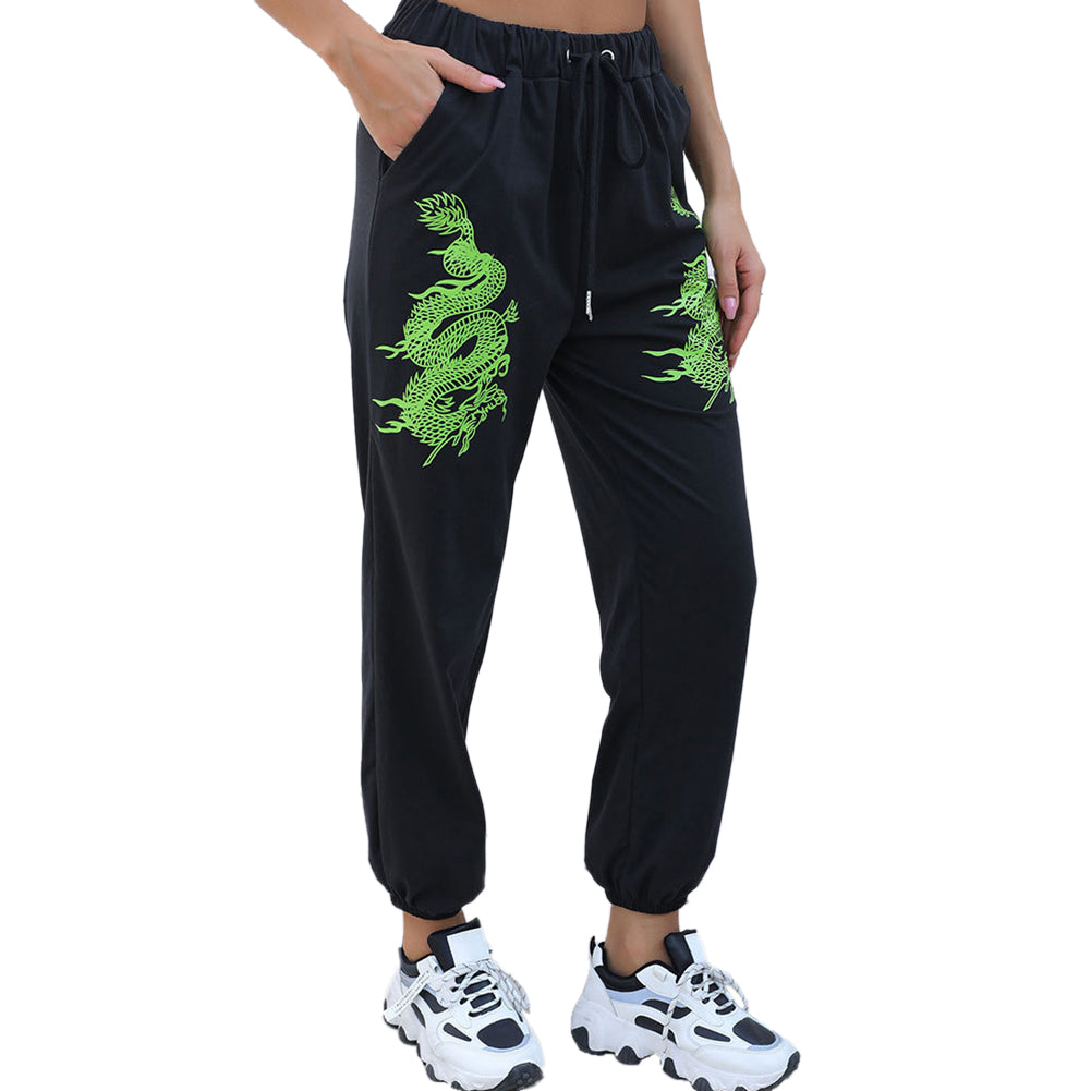 YESFASHION Trousers Trend Color Printing Elastic Pencil Pants