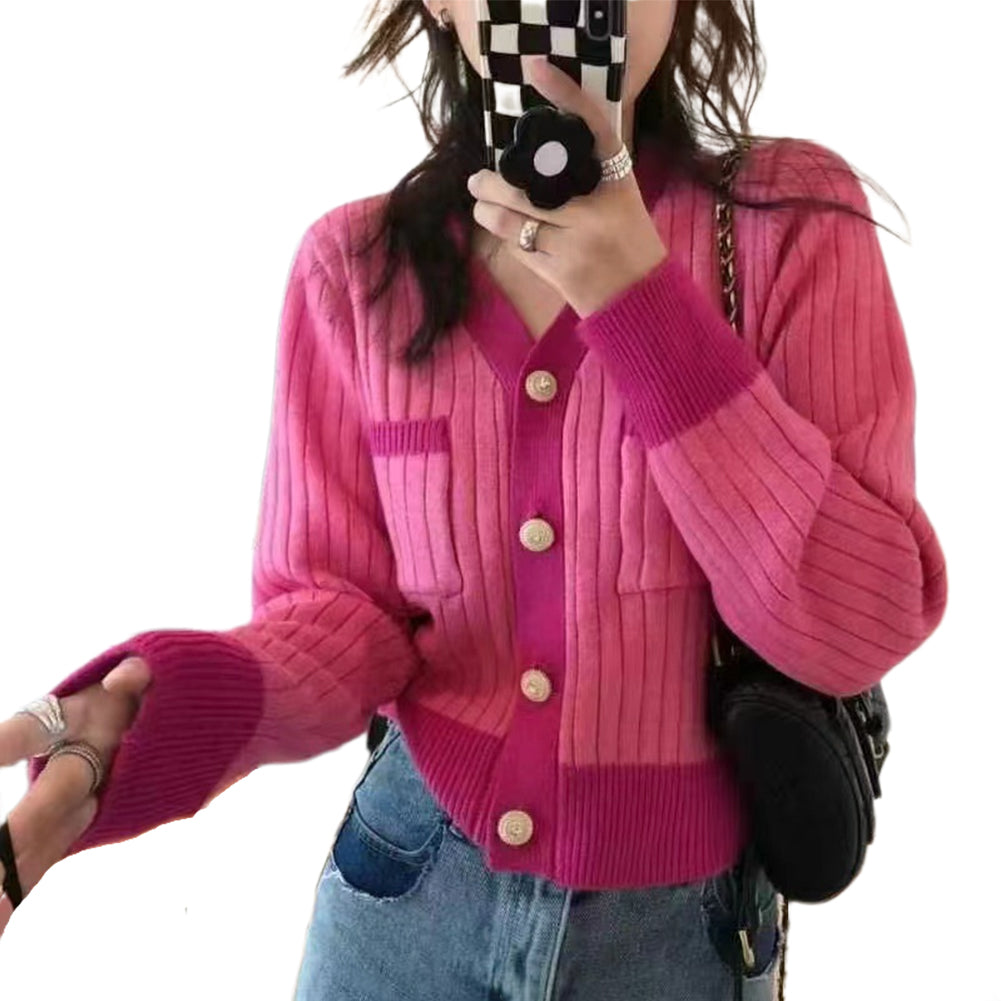 YESFASHION Pink Small Fragrance Cardigan Sweaters Women