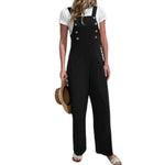 YESFASHION Wide-leg Pants Casual Cotton Linen Trousers Overalls