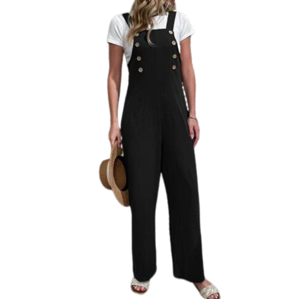 YESFASHION Wide-leg Pants Casual Cotton Linen Trousers Overalls