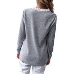 YESFASHION Loose Pullover Tops V-neck Long-sleeved T-shirt