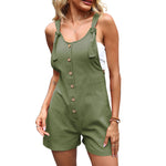 YESFASHION Women Solid Color Cotton Linen Overalls