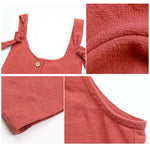 YESFASHION Women Solid Color Cotton Linen Overalls