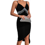 YESFASHION Backless Sexy Suspenders Diamond Tassel Ladies Party Dress