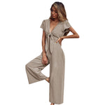 YESFASHION New Sexy Nine-point Cotton Linen Wide-leg Casual Jumpsuit