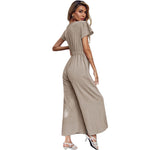 YESFASHION New Sexy Nine-point Cotton Linen Wide-leg Casual Jumpsuit