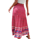 YESFASHION Women Bohemian Skirt Positioning Printed Floral Skirt
