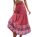 YESFASHION Women Bohemian Skirt Positioning Printed Floral Skirt