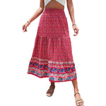 YESFASHION Women Bohemian Skirt Positioning Printed Floral Skirt