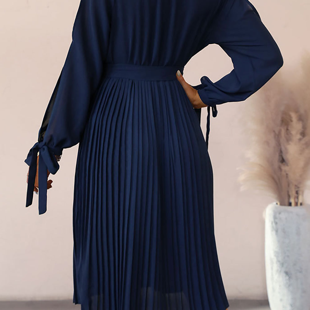 YESFASHION Women Temperament Hollow Long-sleeved Dress