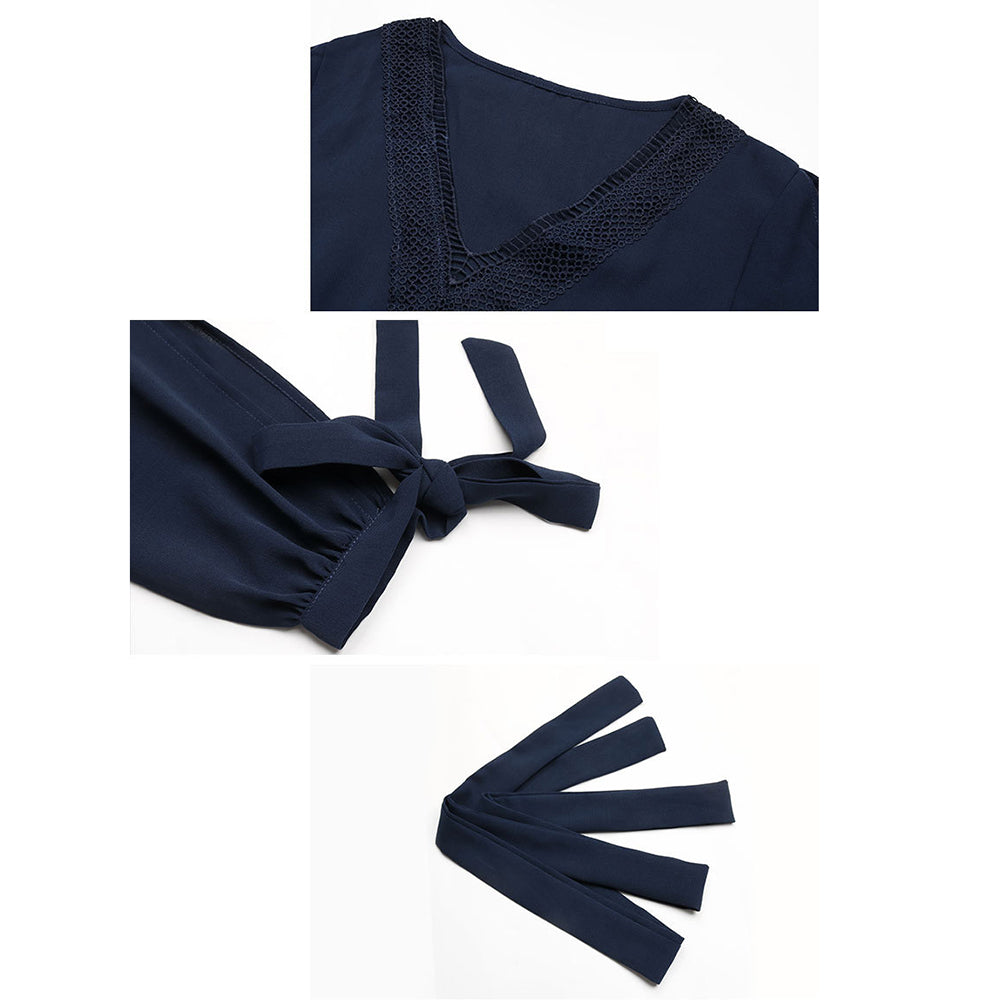 YESFASHION Women Temperament Hollow Long-sleeved Dress