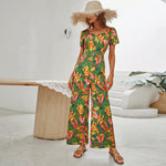 YESFASHION Women Long Jumpsuit Floral Printing High Waist Slim Fit