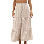 YESFASHION Women Casual Cake Dress Slit High Waist Skirt