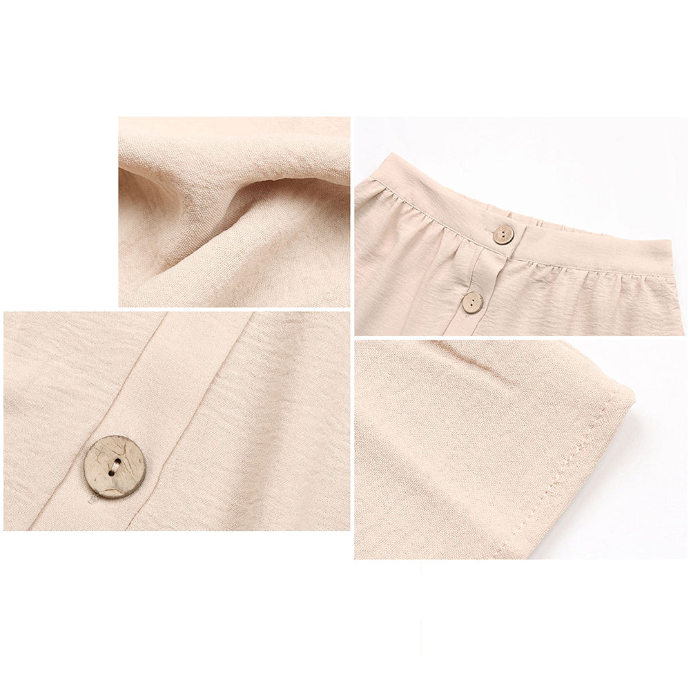 YESFASHION Women Casual Cake Dress Slit High Waist Skirt