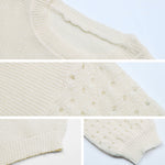YESFASHION Fashion Thin Cutout Long-sleeved White Knit Sweaters