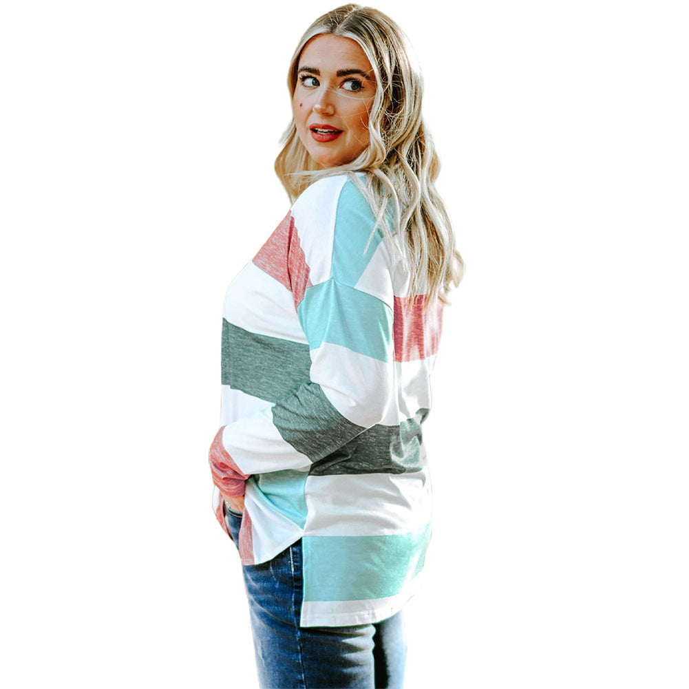 YESFASHION Fat Woman Large Size Loose Long-sleeved Tops