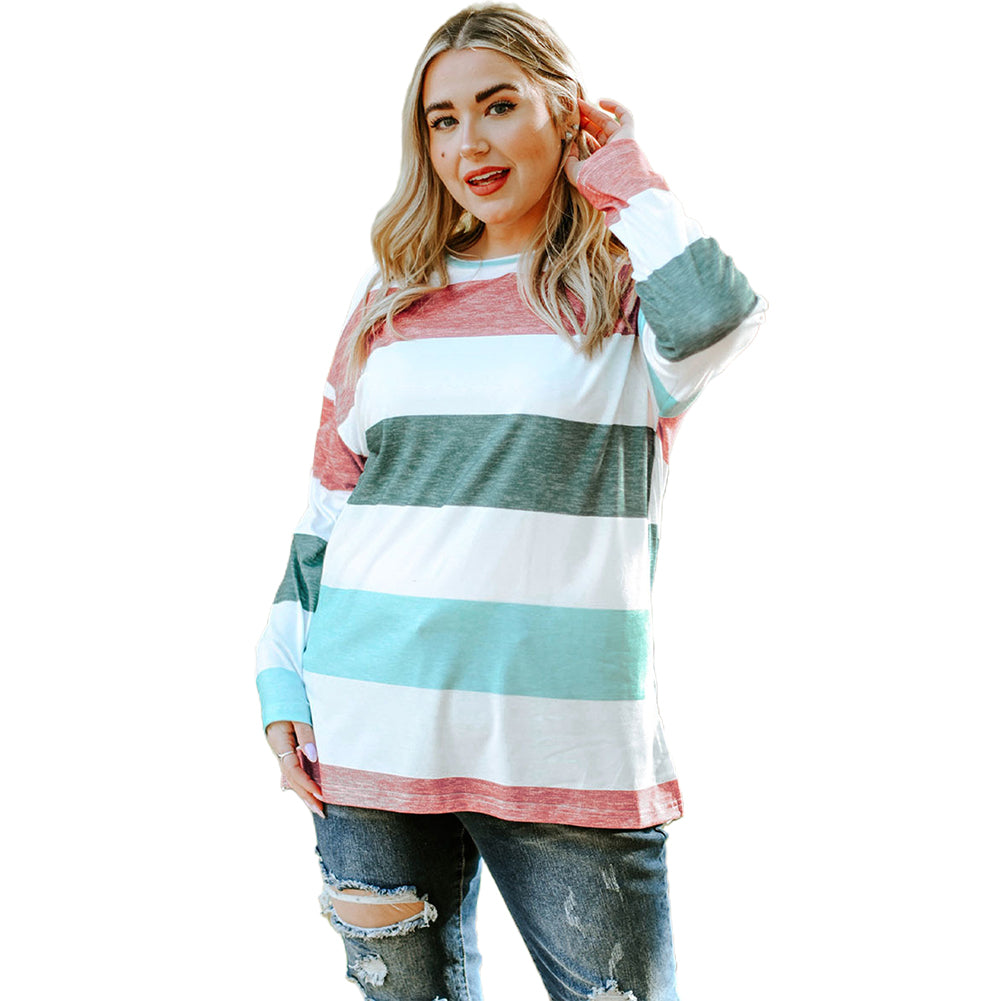 YESFASHION Fat Woman Large Size Loose Long-sleeved Tops