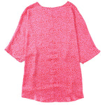 YESFASHION Rose Leopard Print Enlarged Half-sleeved V-neck Tops