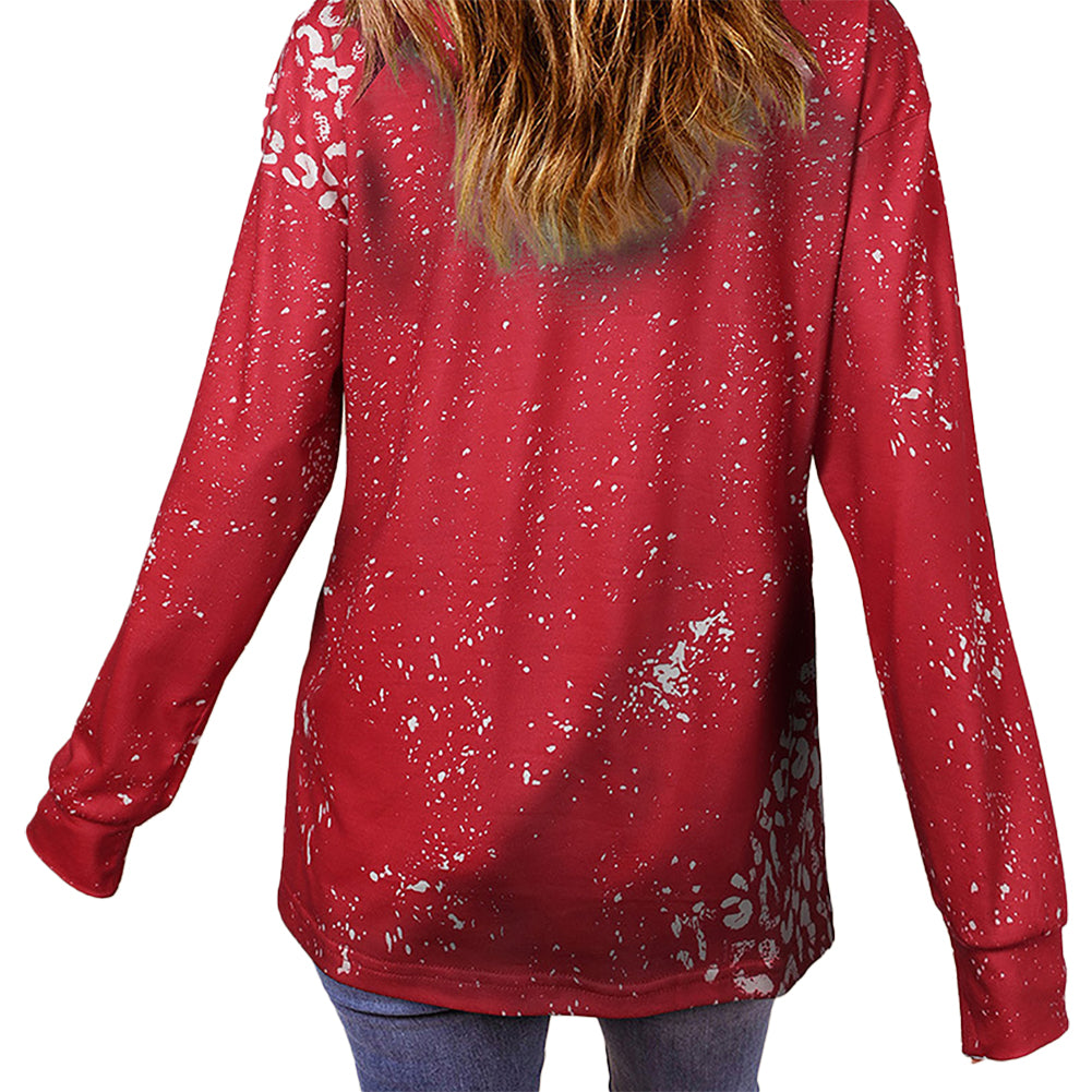 YESFASHION Retro Bleached Leopard Stitching Pullover Tops Sweatshirts PBY-10N4