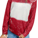 YESFASHION Retro Bleached Leopard Stitching Pullover Tops Sweatshirts PBY-10N4