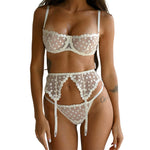 YESFASHION Bohemian Wave Point Sexy Underwear 3 Pieces Set