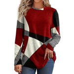 YESFASHION Women Long-sleeved T-shirt Round Neck Casual Tops