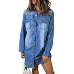 YESFASHION Female Cross-border Single-breasted Lapel Dress