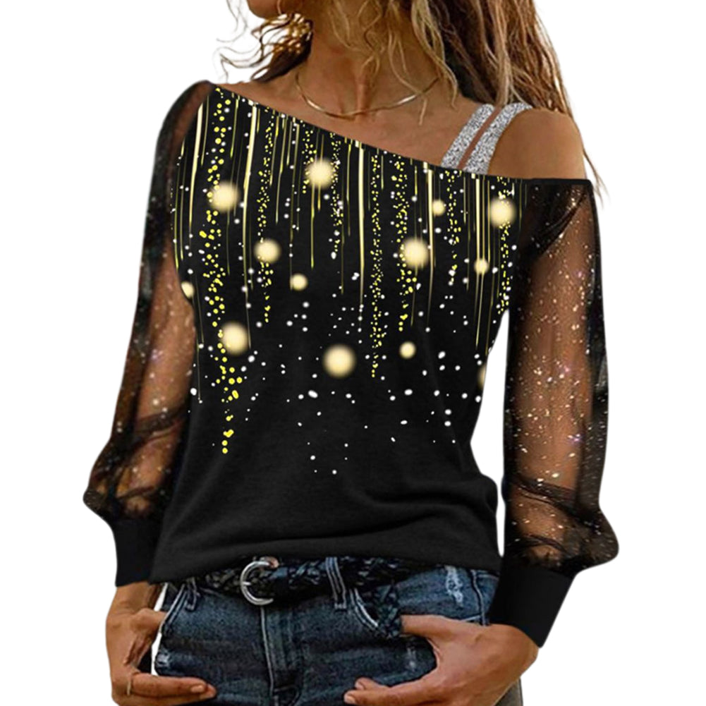 YESFASHION Women Long-sleeved Fashion Printed Tops T-shirt