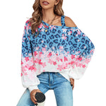 YESFASHION Women Loose Slanted Collar Long-sleeved Top Sweaters