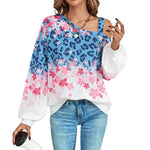 YESFASHION Women Loose Slanted Collar Long-sleeved Top Sweaters