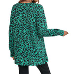 YESFASHION Women Fashion Loose Leopard Print Long-sleeved Tops