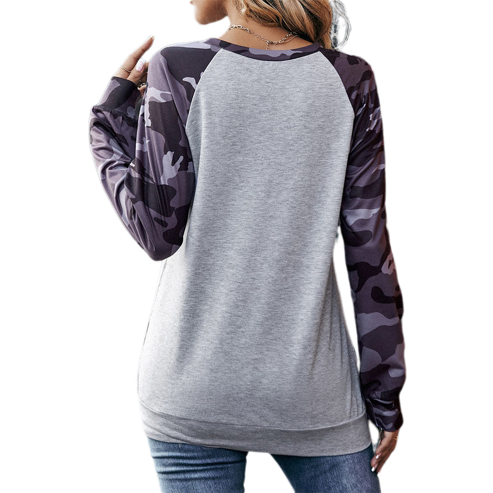 YESFASHION Fashion Loose Round Neck Long Sleeve Tops