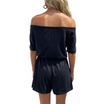 YESFASHION Women  Short-sleeved One-shoulder Jumpsuit