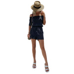 YESFASHION Women  Short-sleeved One-shoulder Jumpsuit