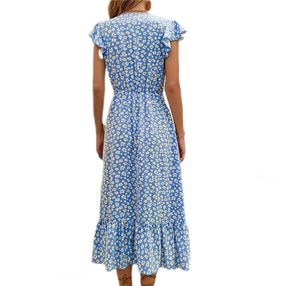 YESFASHION Women New Fashion Irregular Print Mid-length Dress